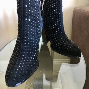 Donald J Pliner Suede Sparkly Beaded Ankle Boot